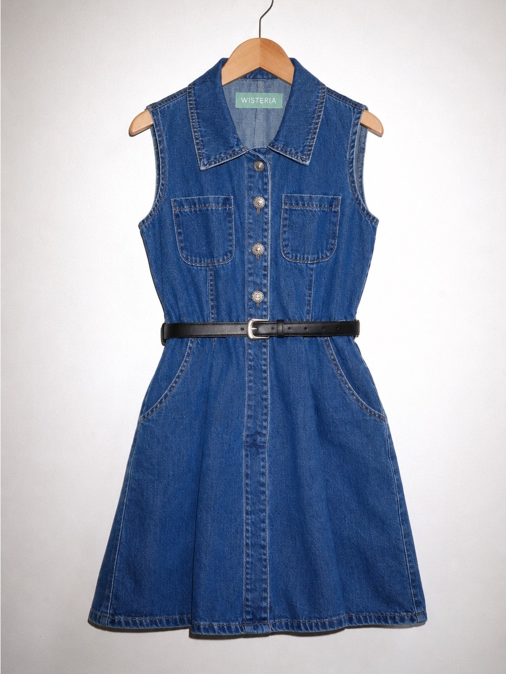 NWT Margaux Denim Dress with Belt by Wisteria